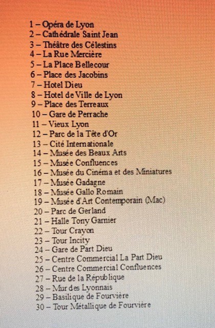 Légende plan touristique de Lyon